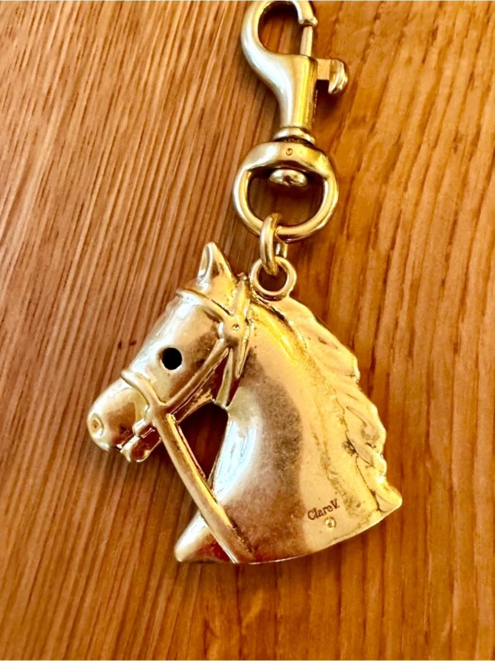 Clare V Vintage Gold le Che le Horse Key fob NWT